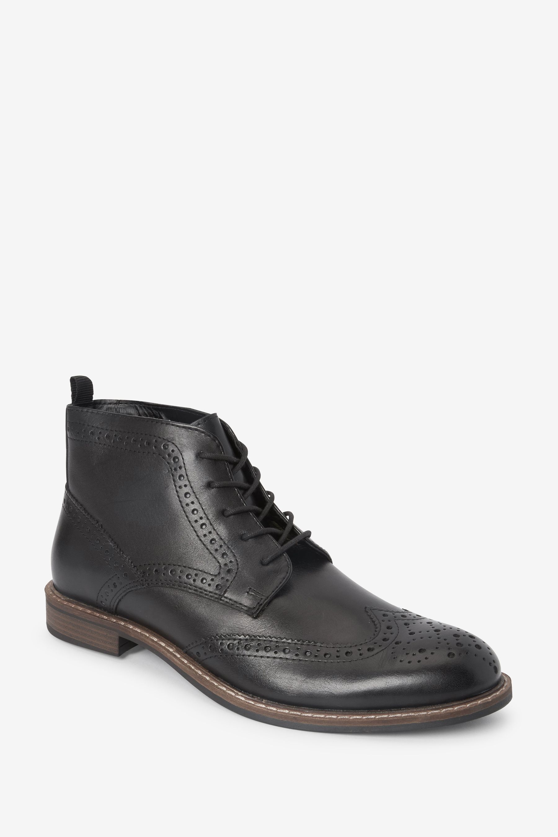 Buy Black Leather Brogue Ankle Boots from the Next UK online shop