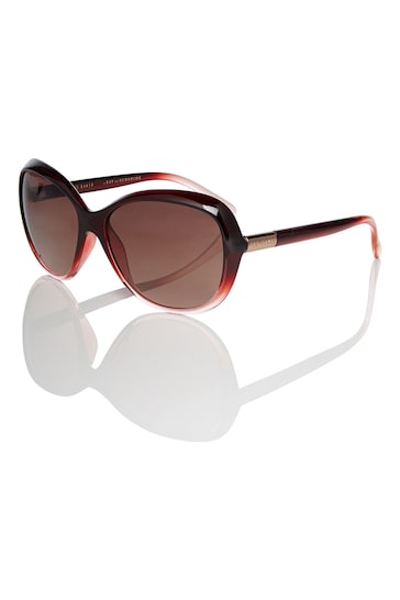 Ted Baker Gradient Wine Red Oversized Graduated Fashion Frame Sunglasses