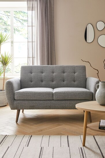 Tweedy Plain Mid Grey Hyett Compact 2 Seater 'Sofa In A Box'