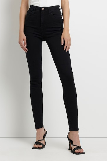 Buy River Island Black High Rise Skinny Jeans from the Next UK online shop