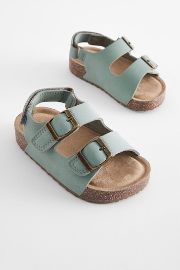 Mint Green Standard Fit (F) Double Buckle Cushioned Footbed Sandals