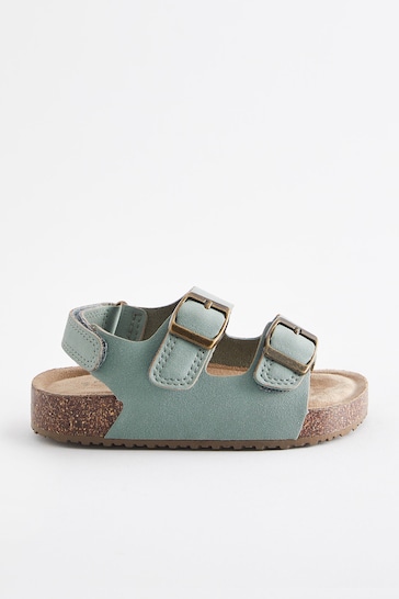 Mint Green Standard Fit (F) Double Buckle Cushioned Footbed Sandals