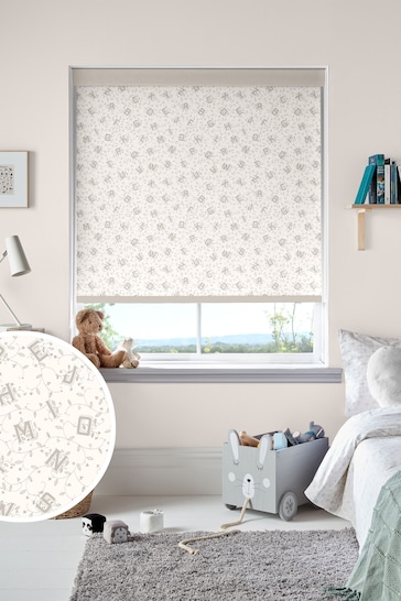 Laura Ashley Linen Natural Ahoy Alphabet Made To Measure Roller Blind