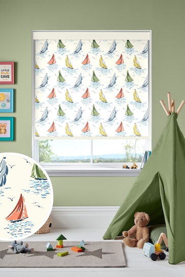 Laura Ashley Multi Ahoy Sail Boats Made To Measure Roller Blind