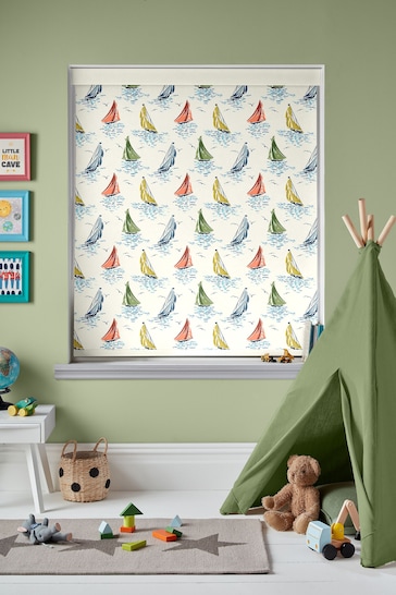 Laura Ashley Multi Ahoy Sail Boats Made To Measure Roller Blind