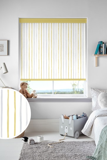 Laura Ashley Yellow Painterly Stripe Made To Measure Roller Blind