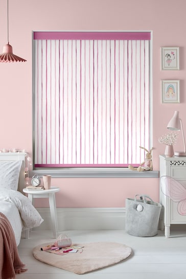 Laura Ashley Dark Blush Pink Painterly Stripe Made To Measure Roller Blind