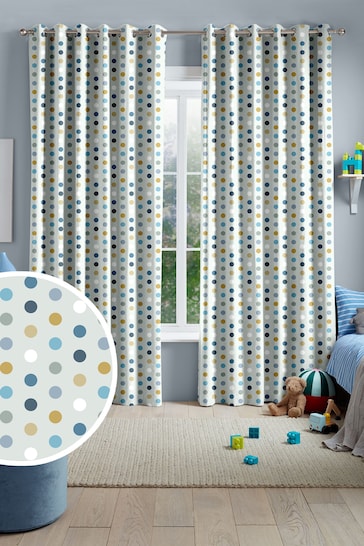 Sky Blue Kids Polka Dots Made To Measure Curtains