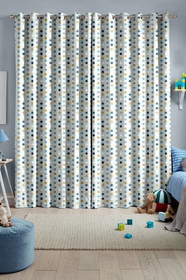 Sky Blue Kids Polka Dots Made To Measure Curtains