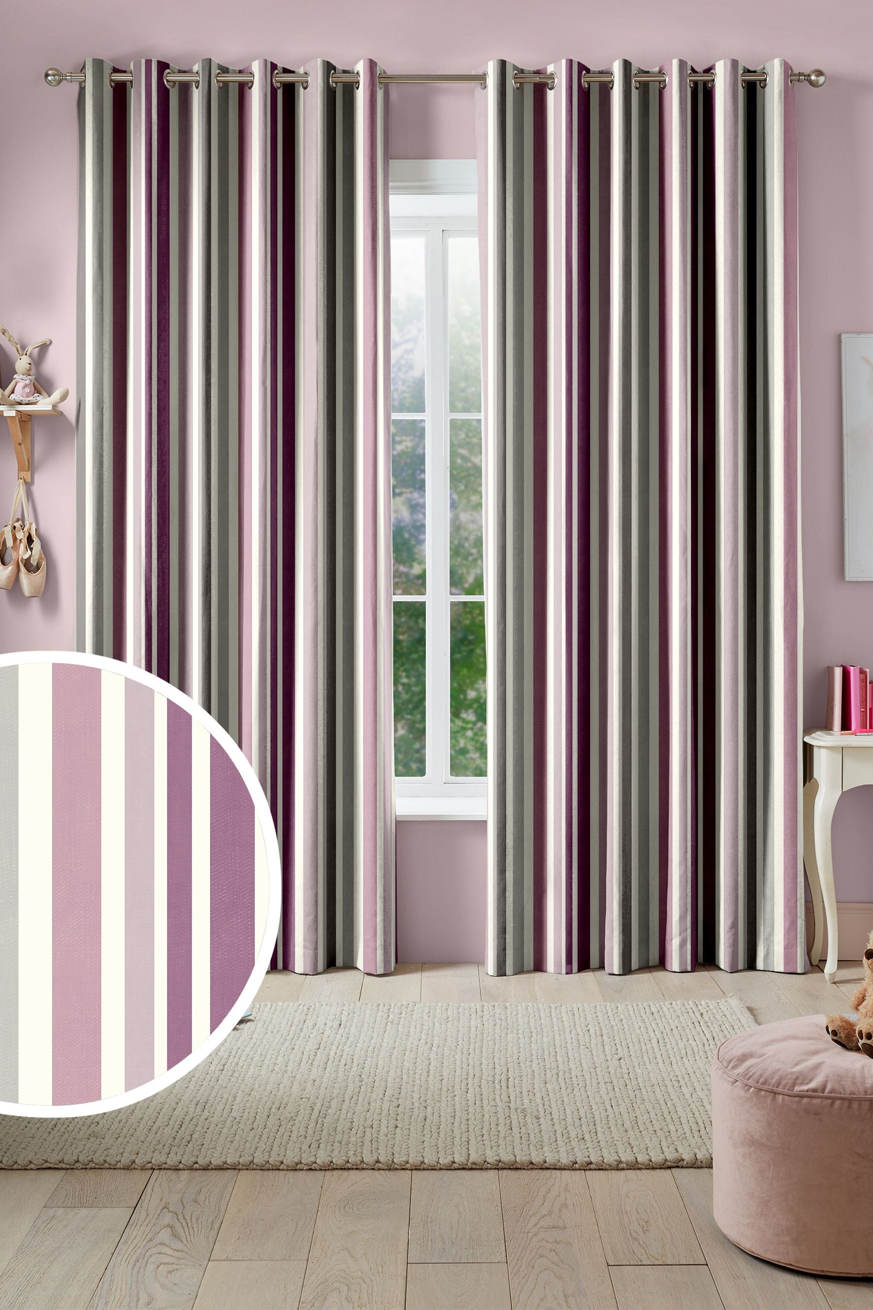 Grey with pink stripes top