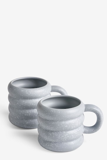 Set of 2 Light Blue Speckle Mugs