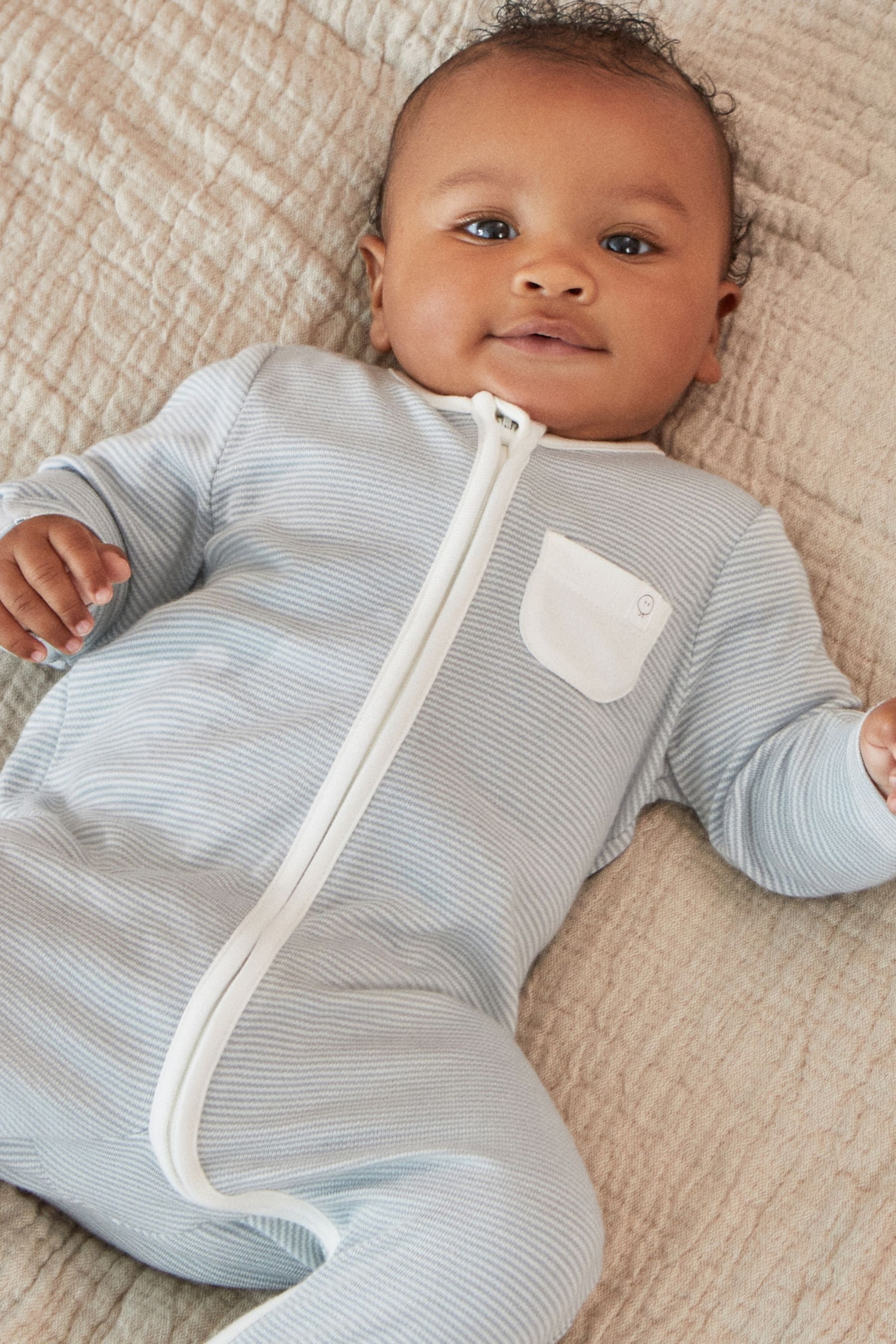 Baby mori top zip up sleepsuit