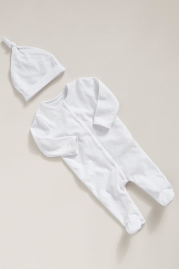 Buy Mamas & Papas White Cloud Velour All In One With Hat from the Next ...