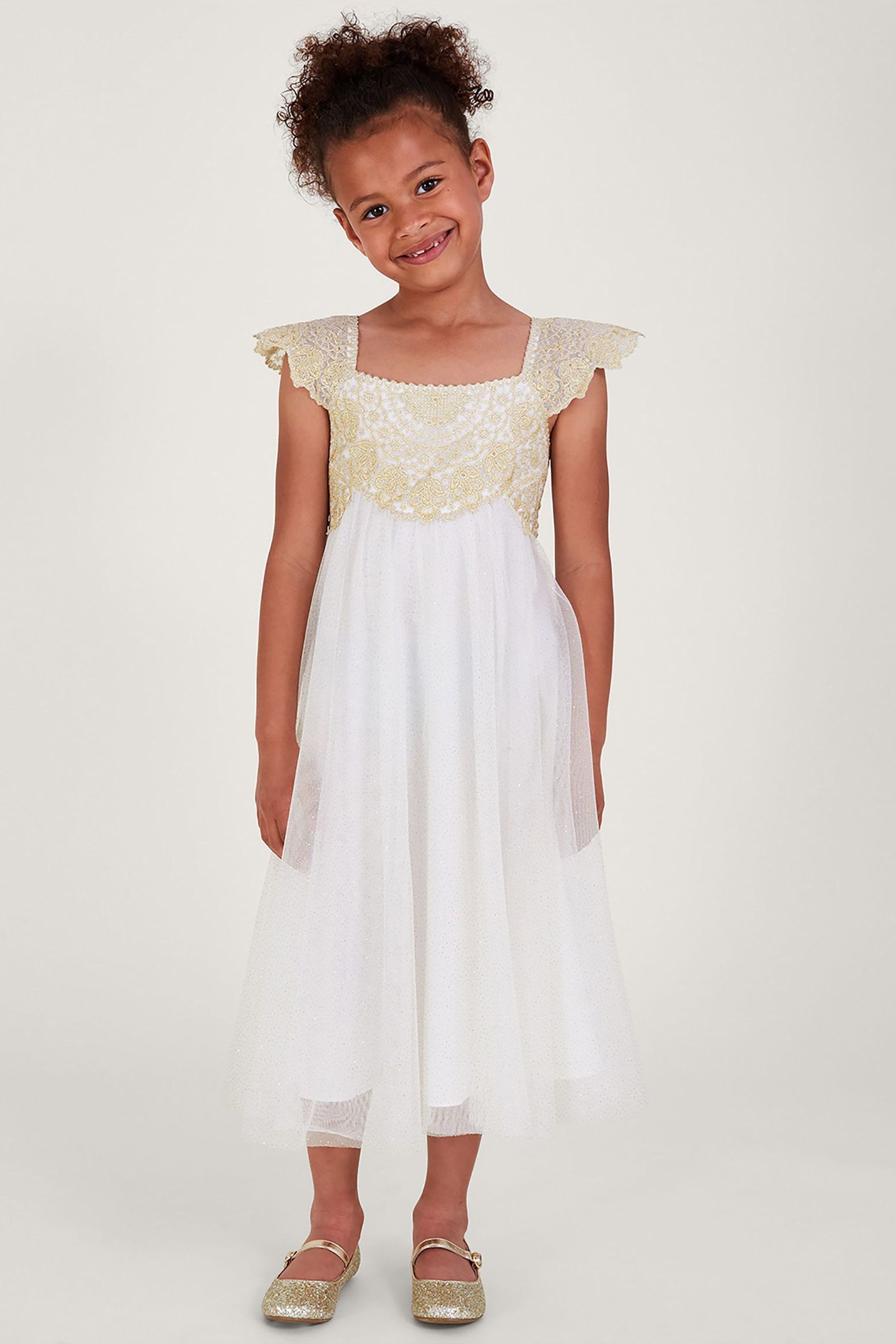 Buy Monsoon Gold Estella Embroidered Dress from the Next UK online shop