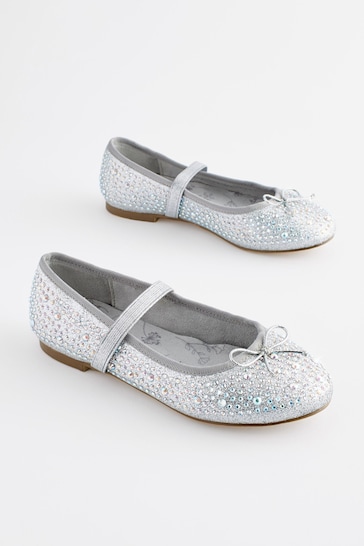 Silver Jewelled Mary Jane Occasion Shoes