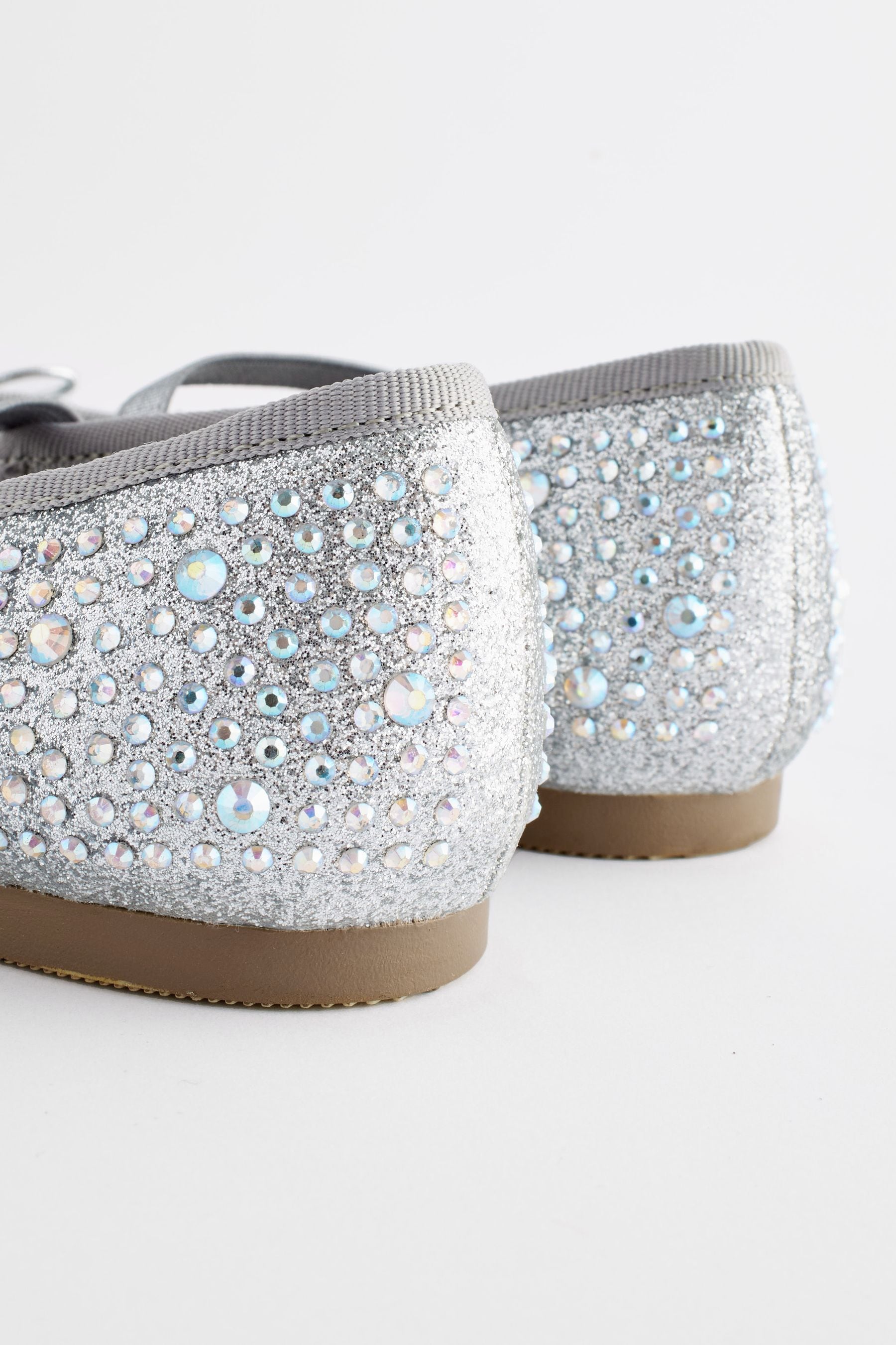 Silver jewelled shoes sales