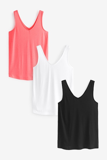Black/White/Pink Sleeveless Slouch Vests 3 Pack