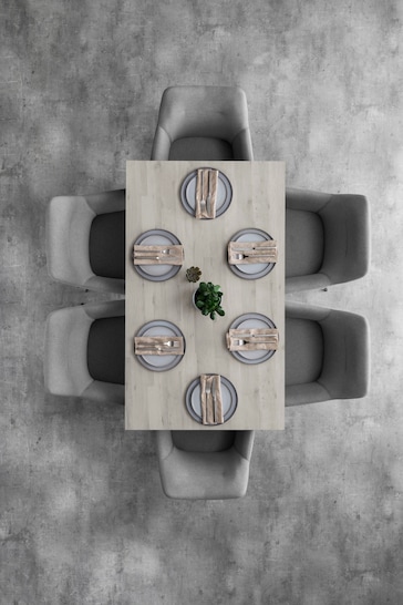 Grey Bronx Oak Effect 6 Seater Storage Dining Table