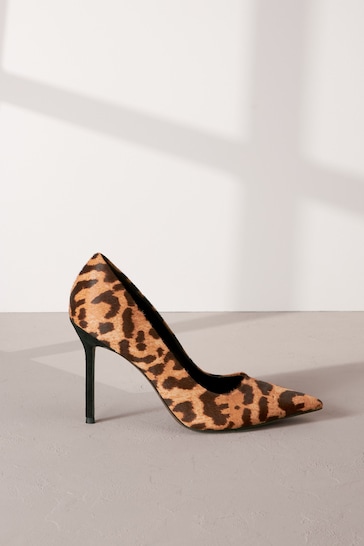 Leopard Forever Comfort® Leather Point Toe Court Shoes
