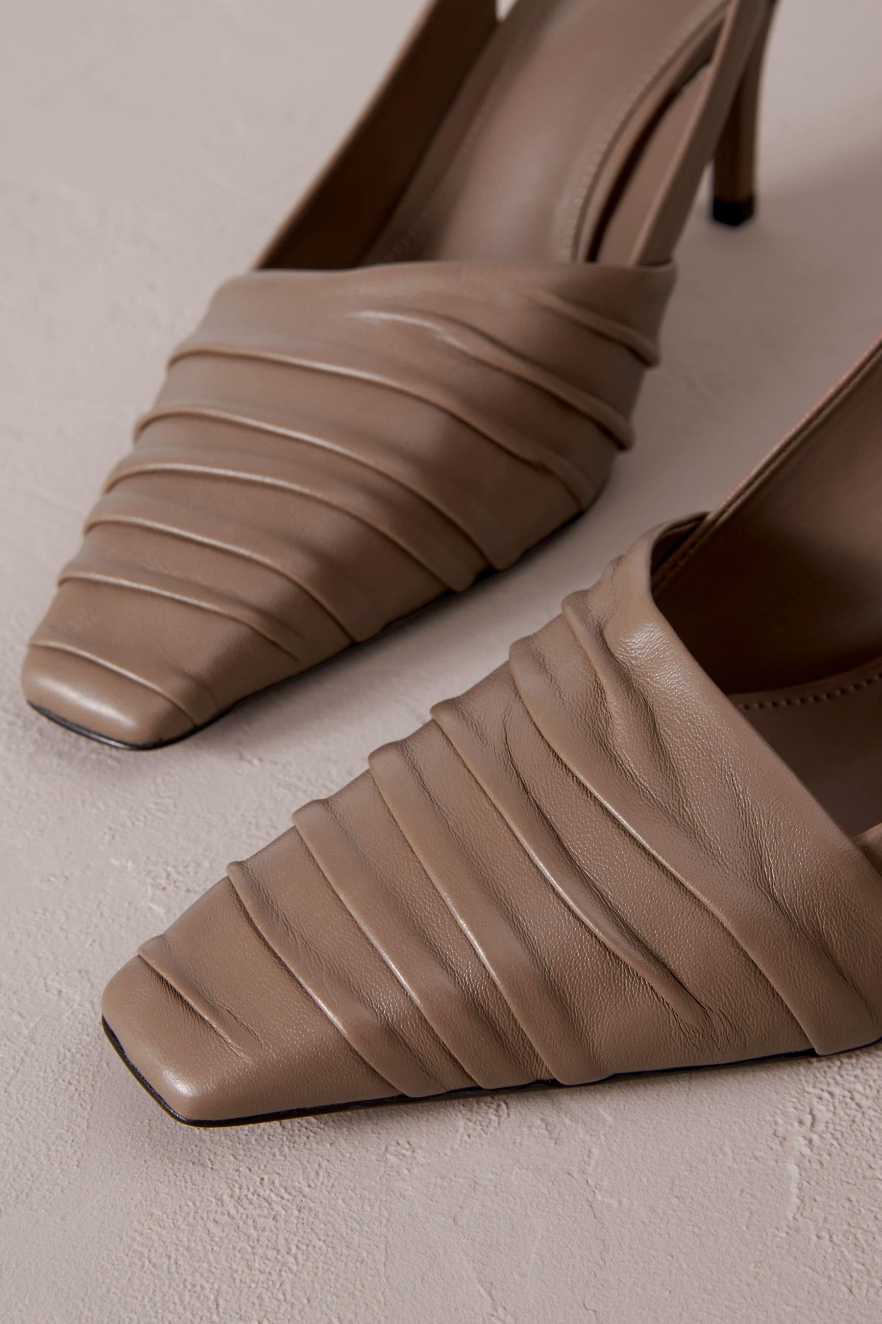 Taupe leather heels top