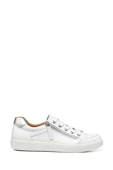 Hotter White Chase II Lace up / Zip Wide Fit Trainers