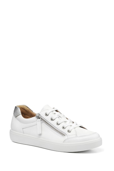 Hotter White Chase II Lace up / Zip Wide Fit Trainers