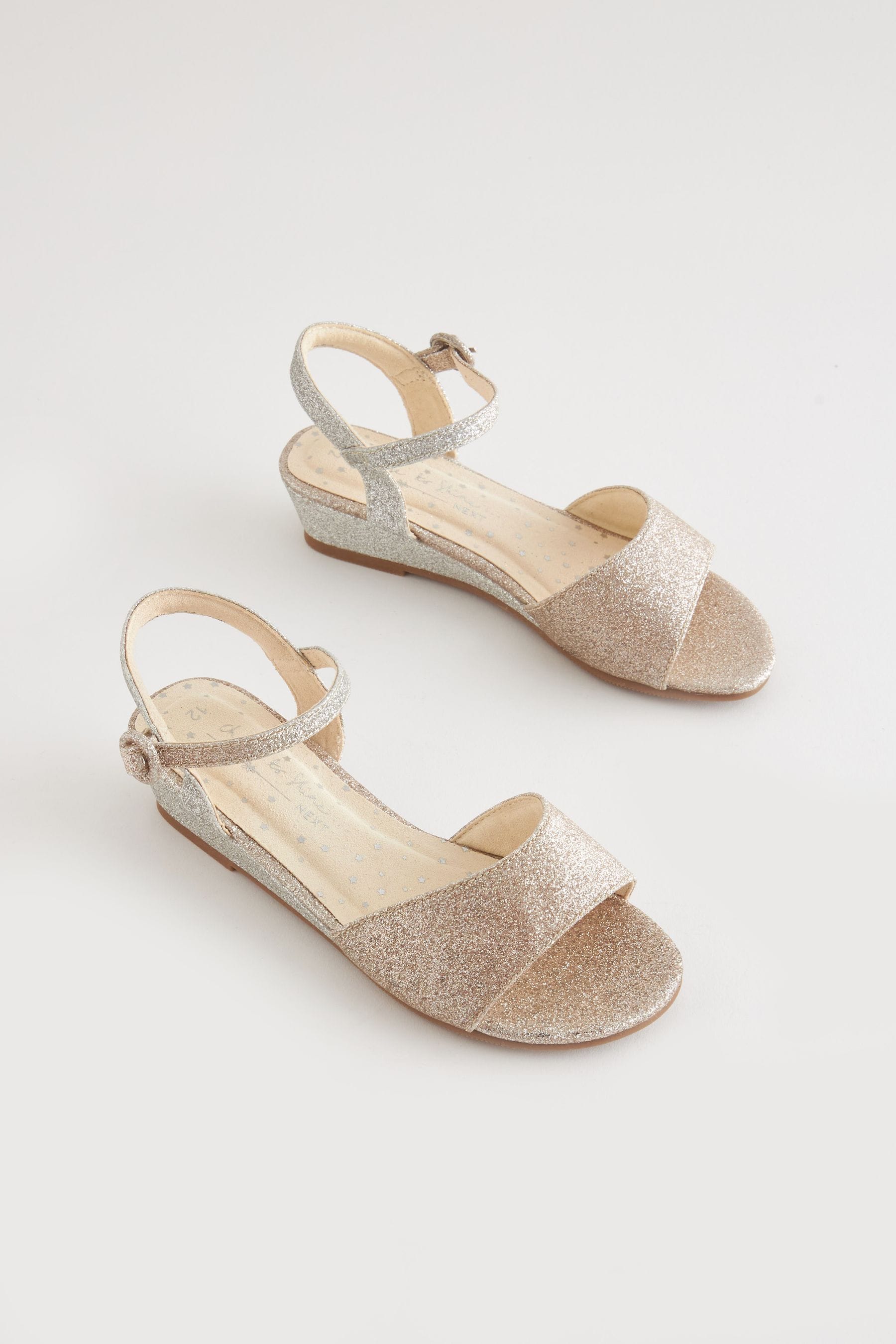 Silver Gold Ombre Glitter Occasion Wedge Sandals