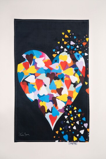 Steven Brown Art Black Heart of Hearts Tea Towel