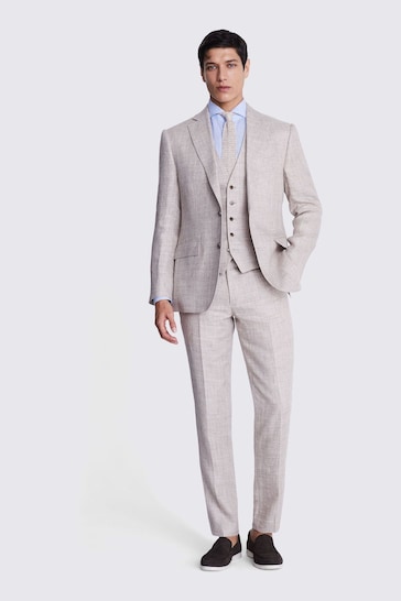 MOSS Tailored Fit Oatmeal Linen Suit: Jacket