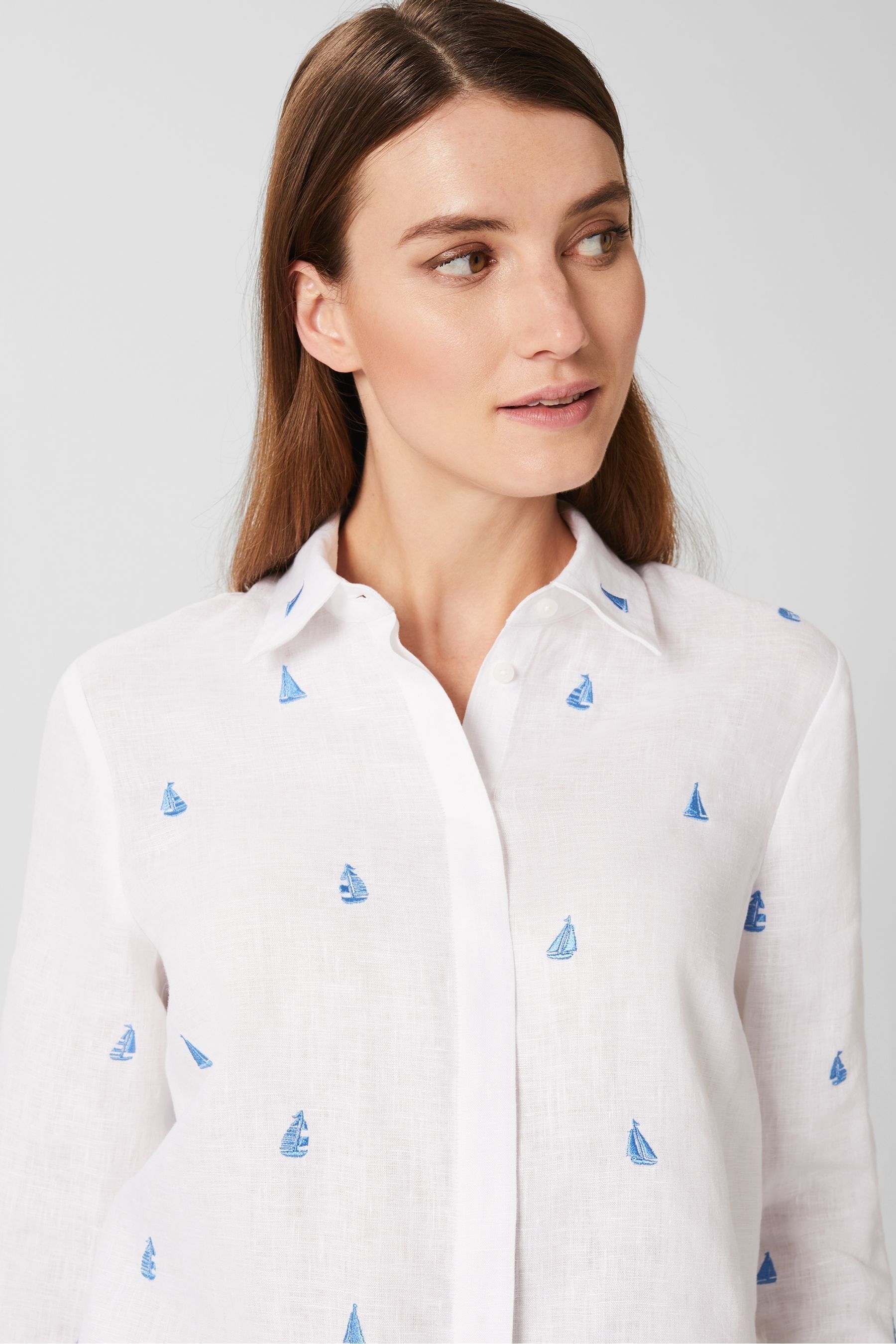 Hobbs Nita White Embroidered Shirt