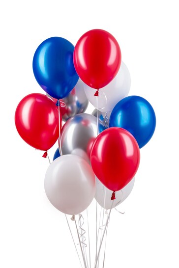 Party Pieces 24 Pack Multi Assorted Metallic Glossy Silver/Red Balloons