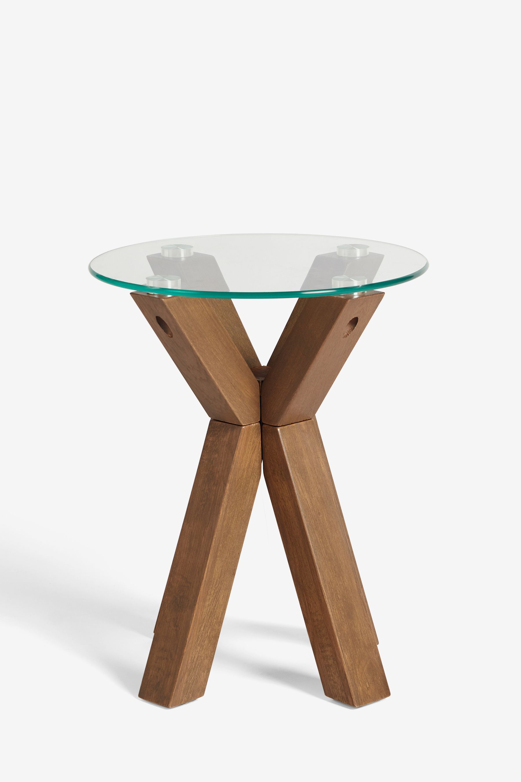 Oak side table clearance with glass top