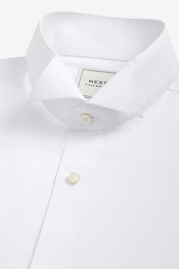 White Regular Fit Easy Care Double Cuff Wing Collar Shirt