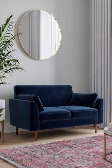 Soft Velvet Navy Blue Mila Compact 2 Seater 'Sofa In A Box'