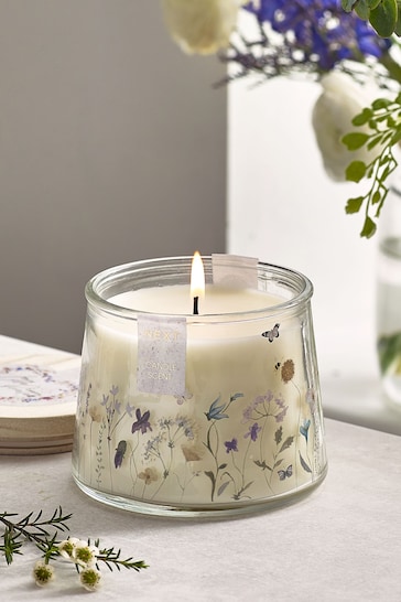 Lilac Purple Floral Peach and Peony Blossom Candle