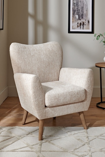 Chunky Chenille Oyster Natural Wilson II Highback Armchair