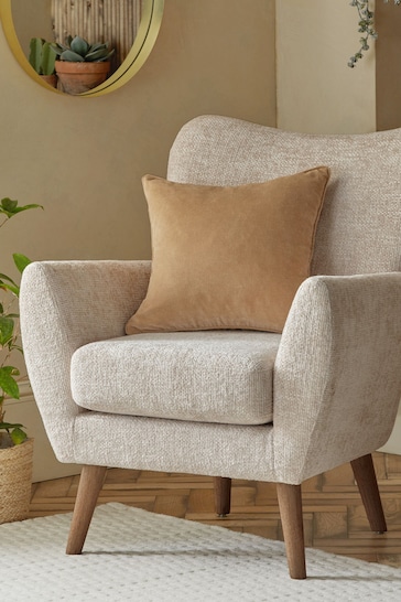 Chunky Chenille Oyster Natural Wilson II Highback Armchair