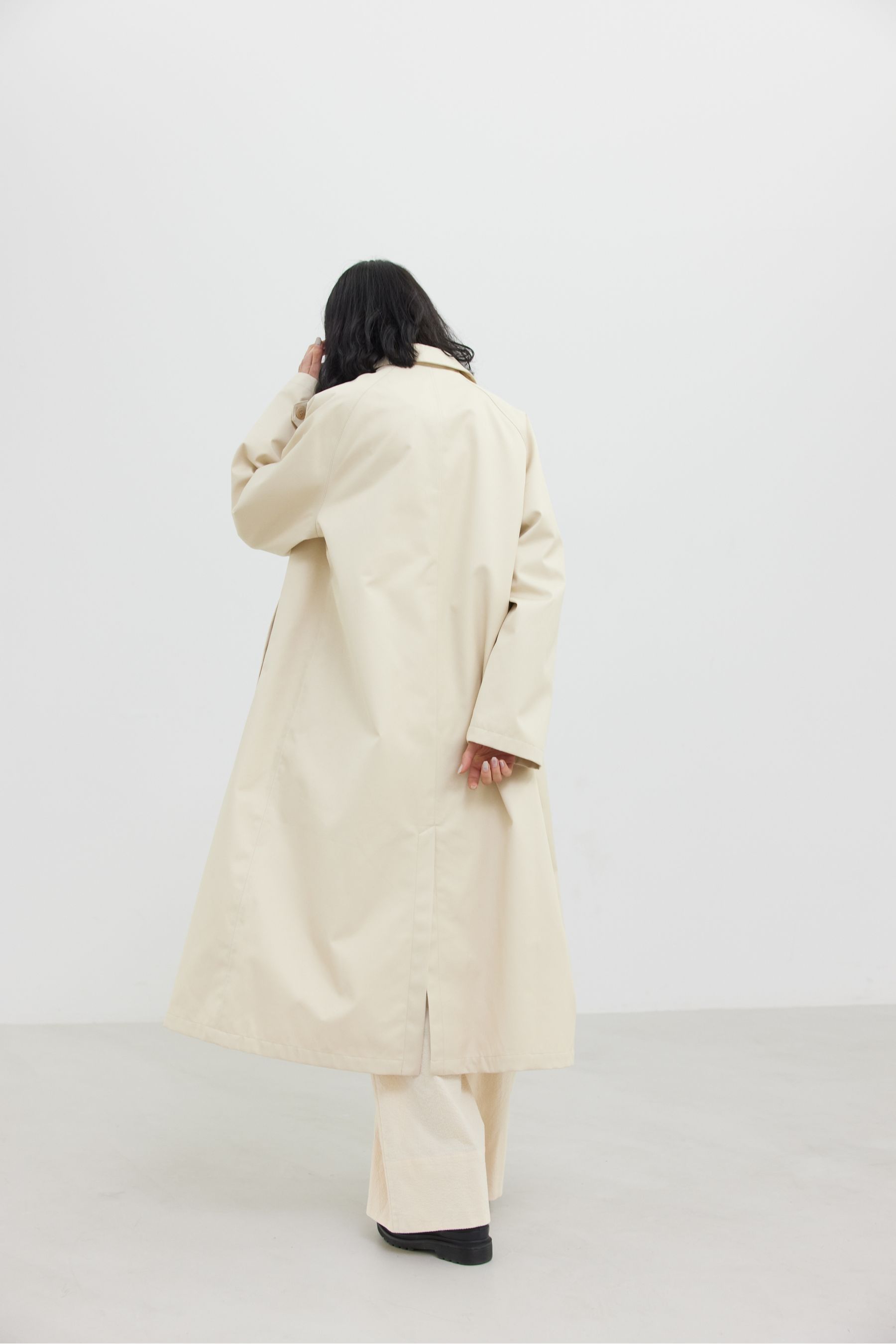 Ilse Jacobsen Cream Water Resistant Long Cotton Raincoat