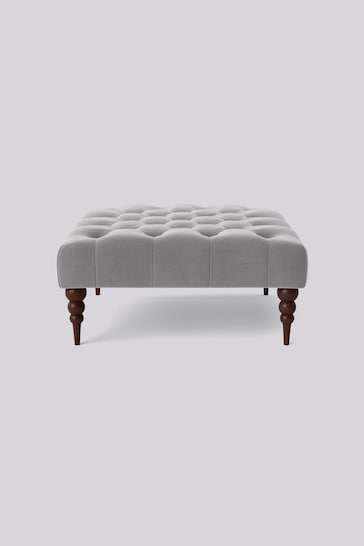 Swoon Easy Velvet Silver Grey Plymouth Square Ottoman