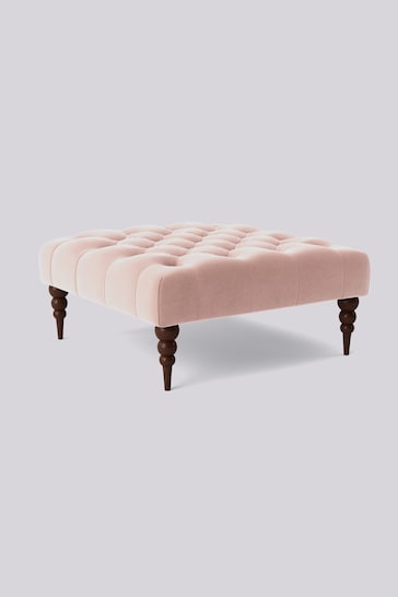 Swoon Easy Velvet Blush Pink Plymouth Square Ottoman