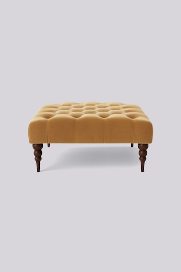 Swoon Easy Velvet Natural Chalk Plymouth Square Ottoman