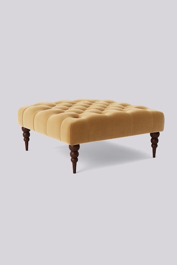 Swoon Easy Velvet Natural Chalk Plymouth Square Ottoman