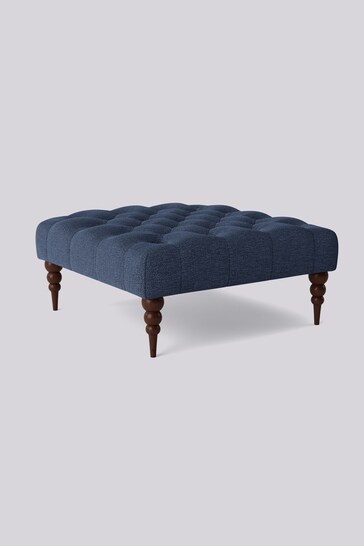 Swoon Houseweave Navy Blue Plymouth Square Ottoman