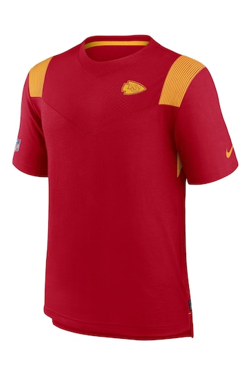 Nike Red NFL Fanatics Kansas City Chiefs Sideline Dri-FIT Player Short Sleeves Top