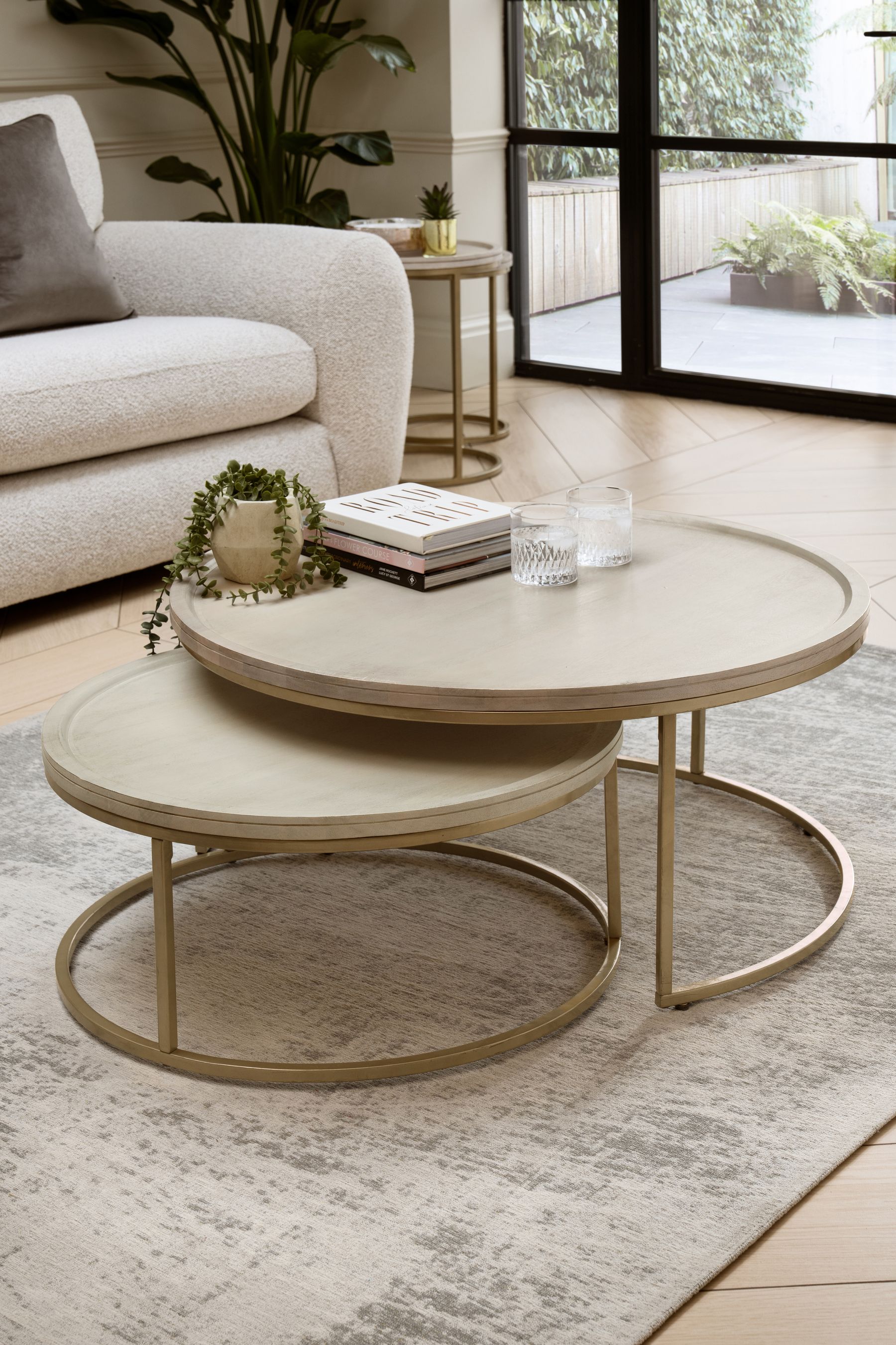Buy Light Colton Mango Wood Nesting Round Coffee Table from the