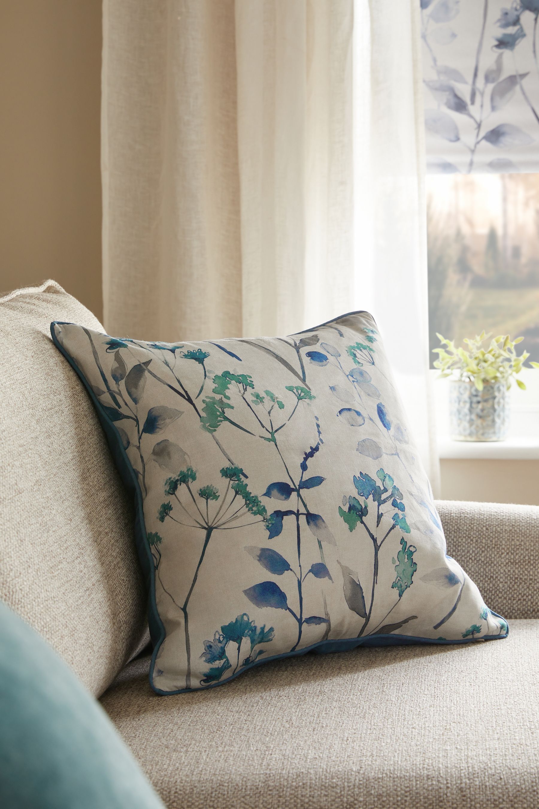 Blue floral cushions best sale