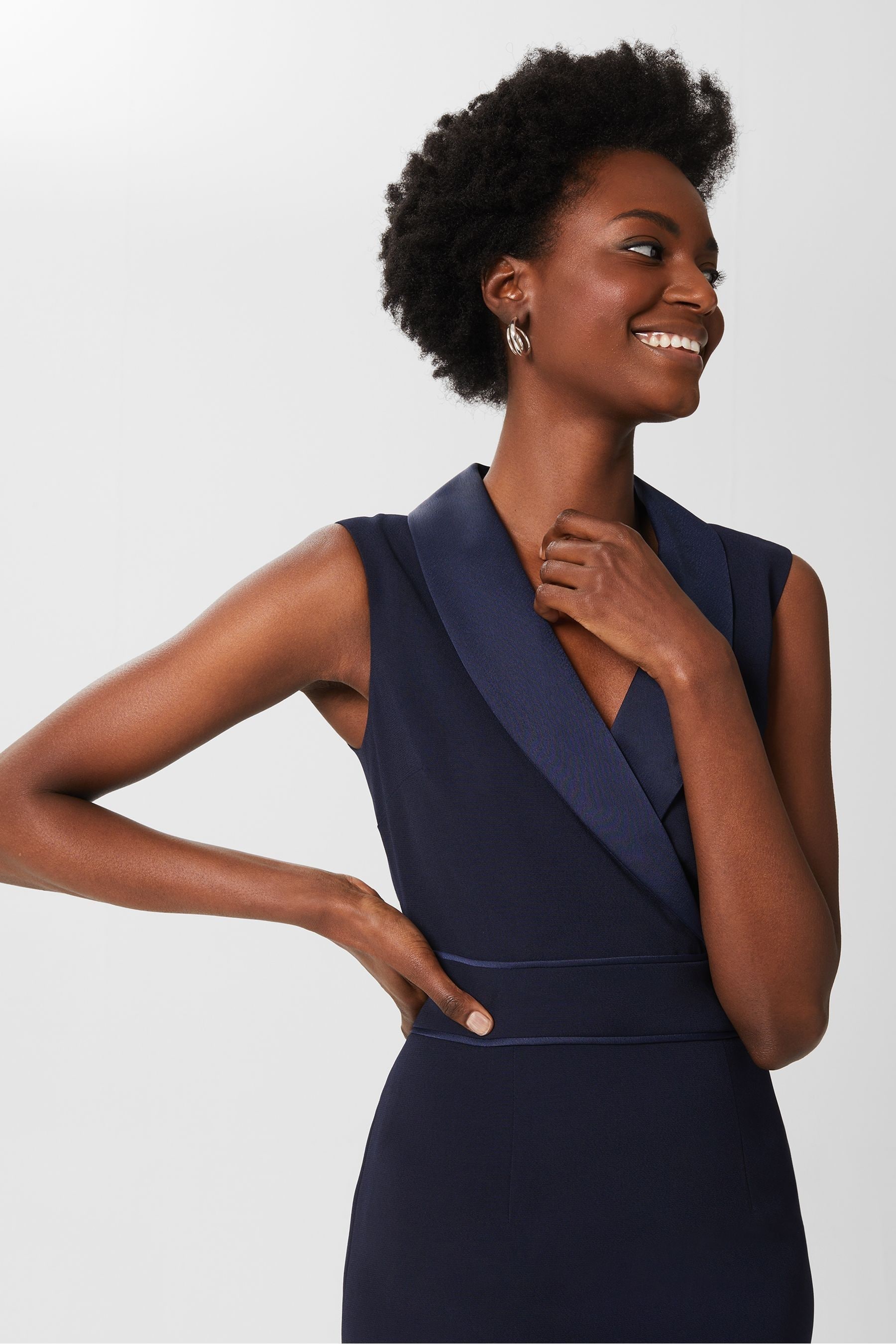 Hobbs navy blue dress clearance