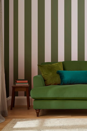 Joules Olive Green Harborough Stripe Wallpaper Wallpaper