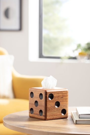 Brown Bronx Wooden Dice Tissue Box Cover