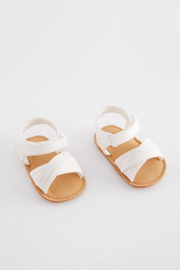 White Cross Strap Baby Sandals (0-24mths)